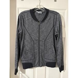 Athleta Bombtastic Jacket Gray Black Sz M Yoga Work Out